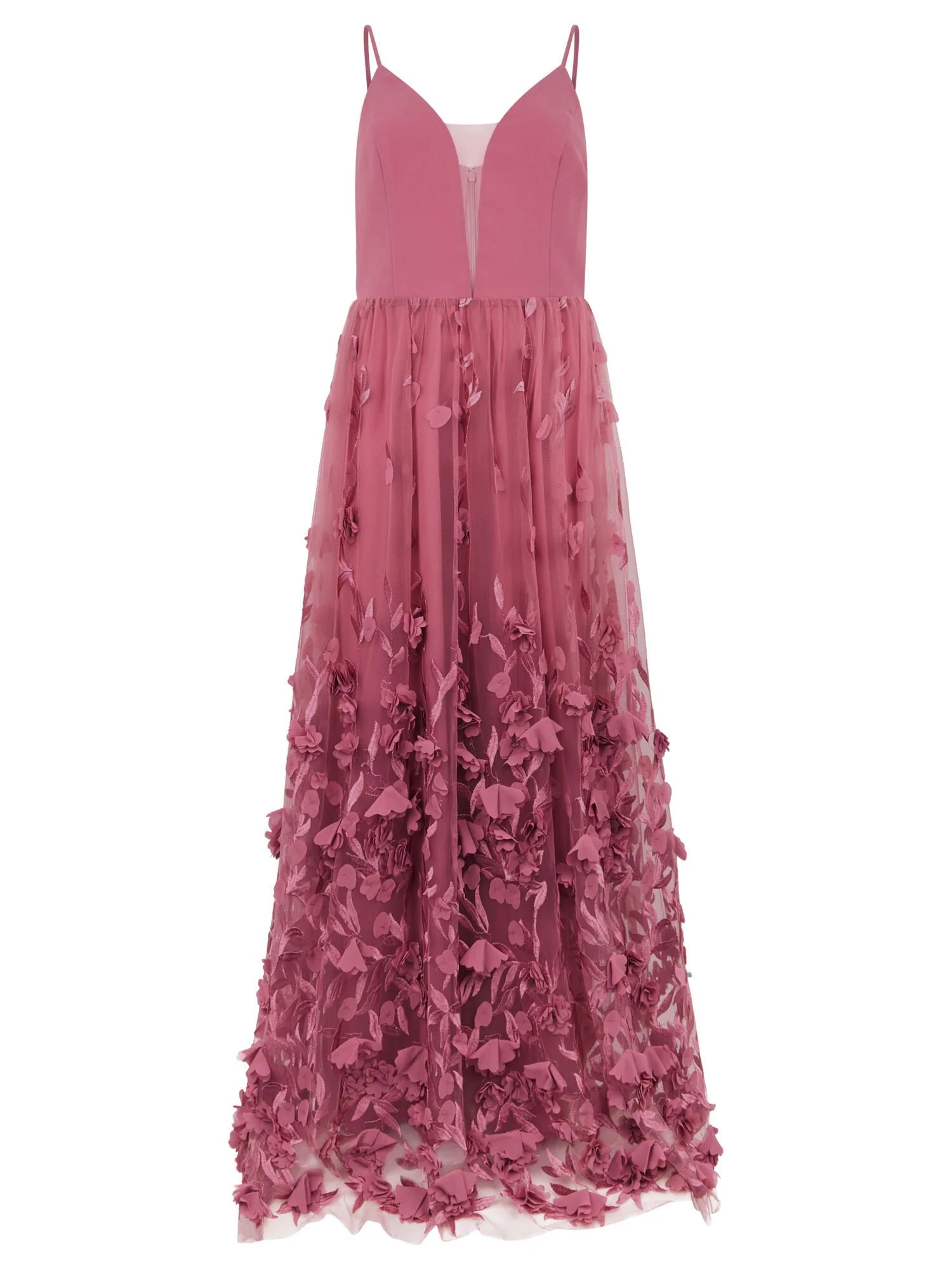 Abendkleid Maxi mit 3D-Blüten