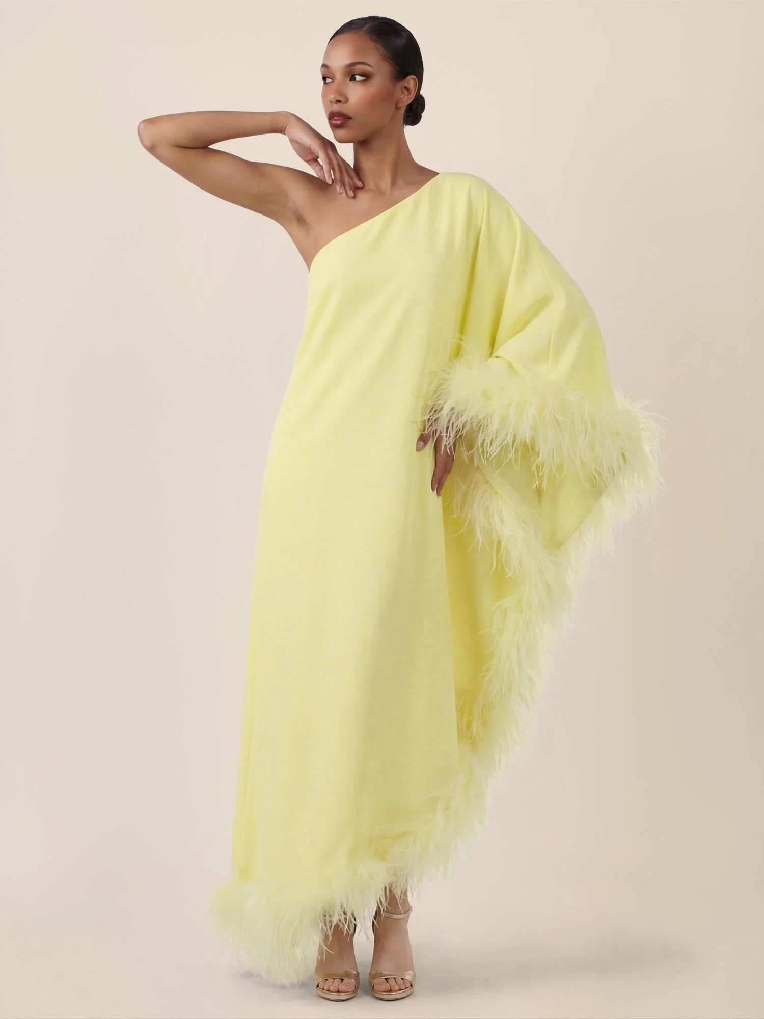Abendkleid Maxi mit Federsaum - Image 4