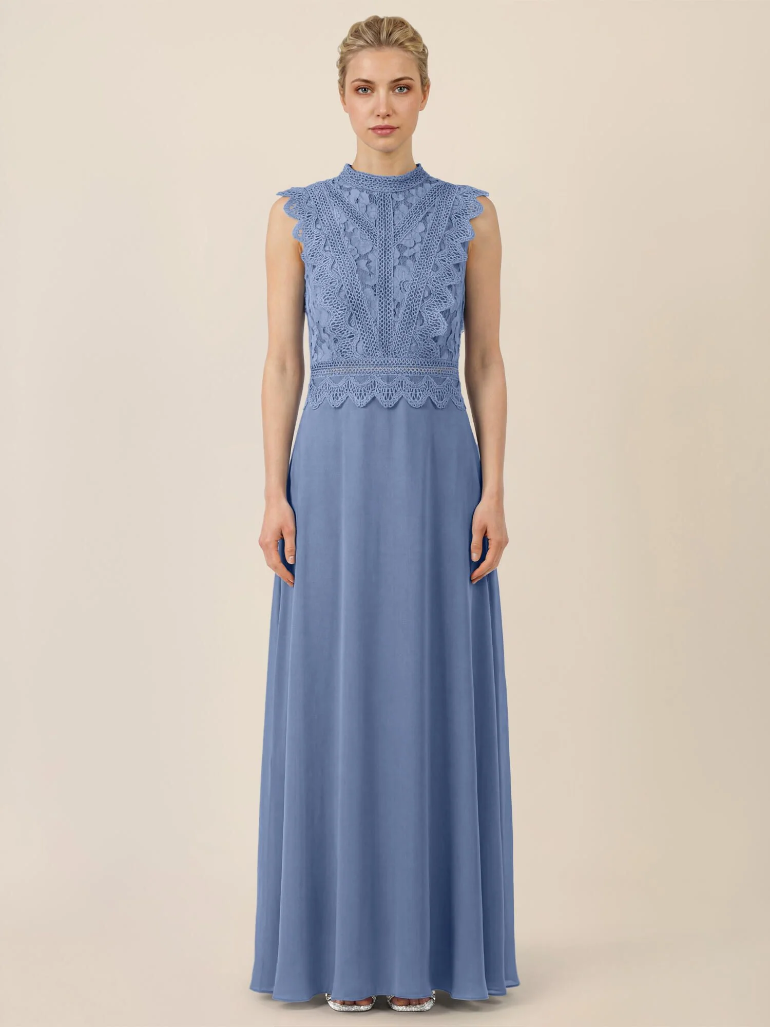 Abendkleid Maxi mit Stehkragen