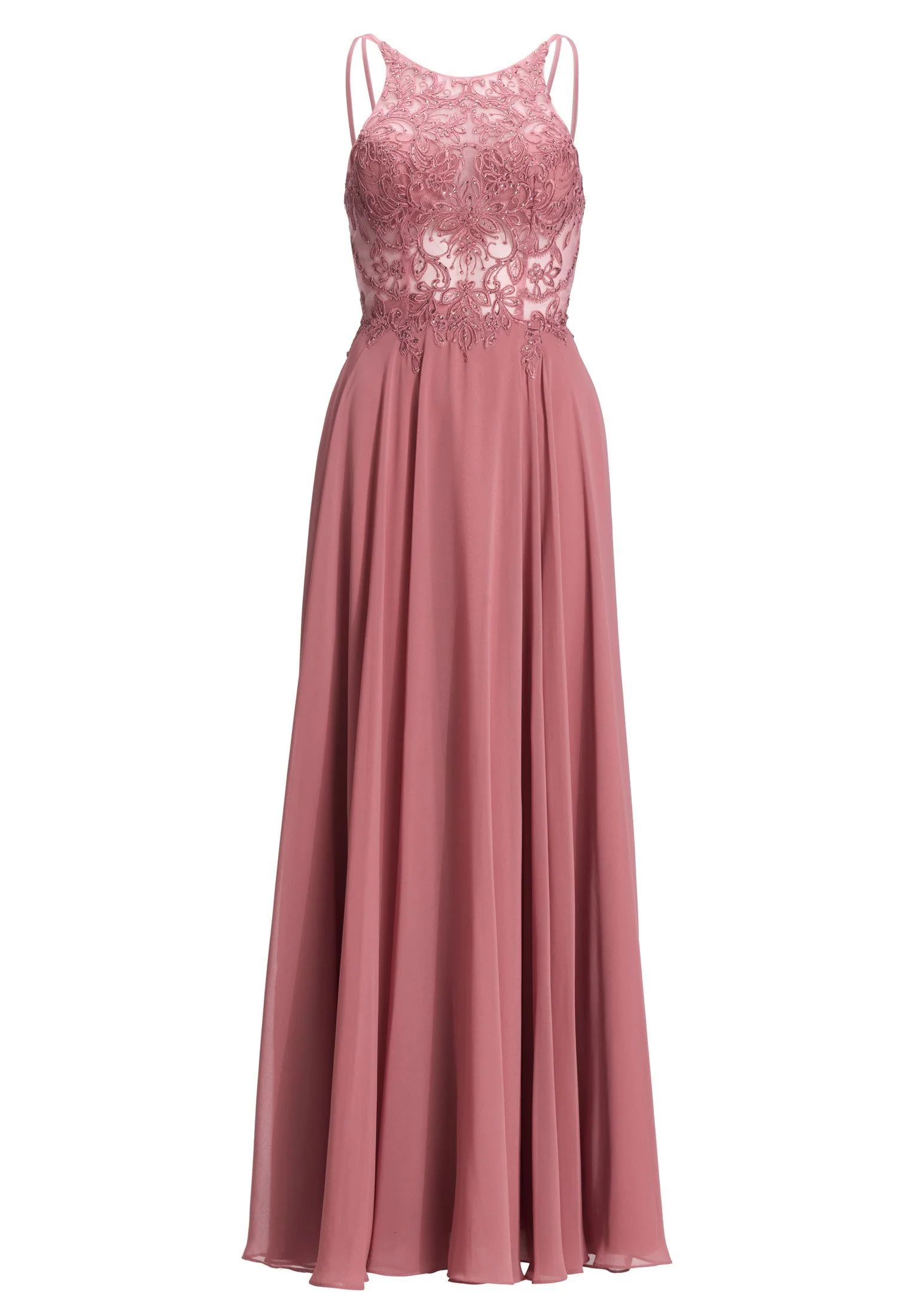 Abendkleid Maxi mit Stickerei und Chiffonrock