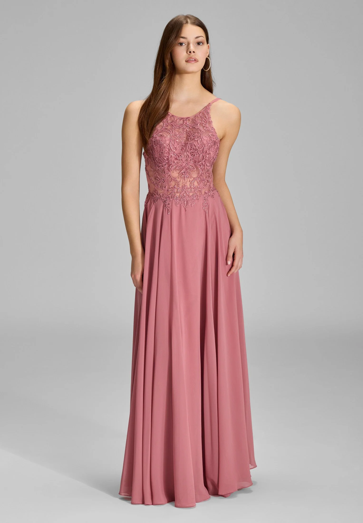 Abendkleid Maxi mit Stickerei und Chiffonrock - Image 4