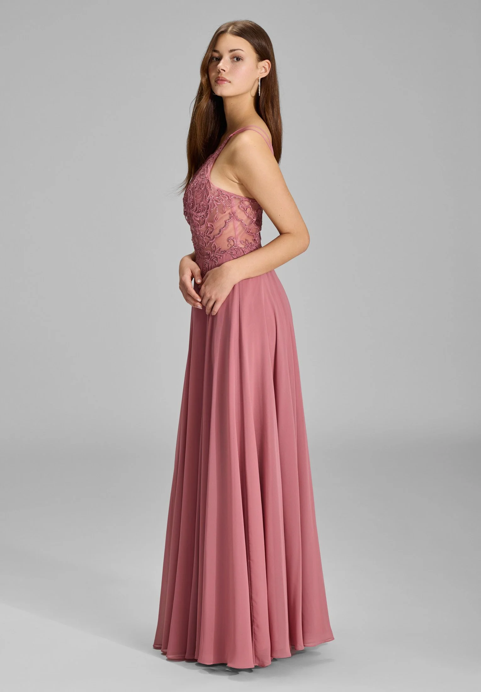 Abendkleid Maxi mit Stickerei und Chiffonrock - Image 7