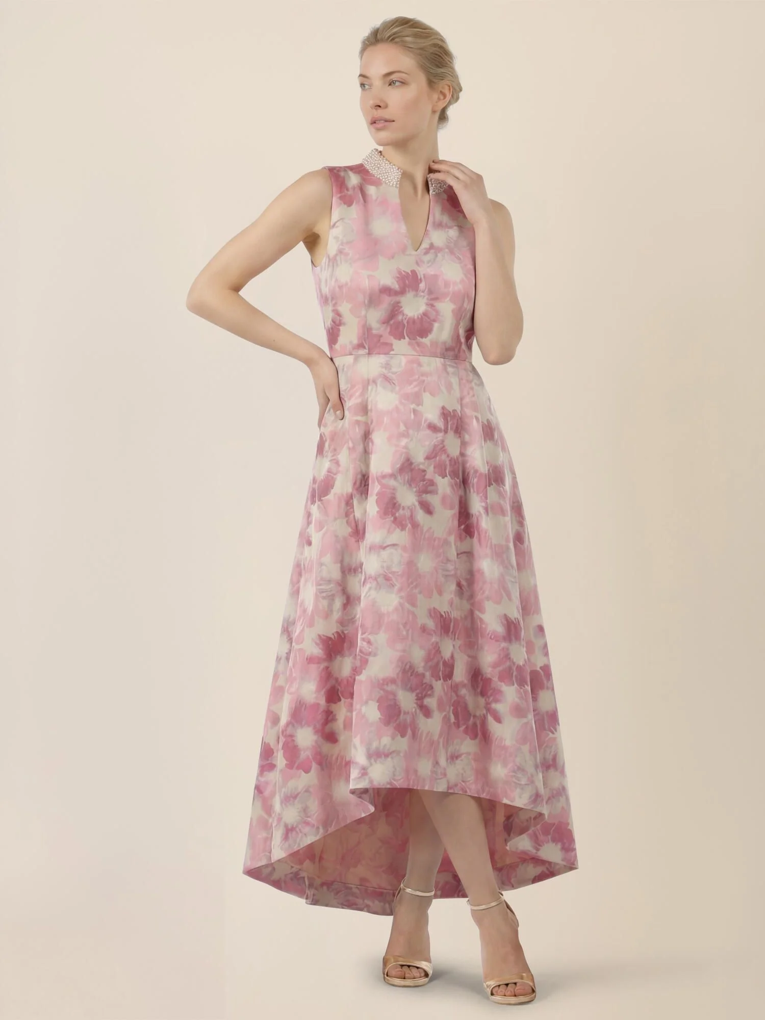 Abendkleid Midi mit Perlenkragen - Image 3