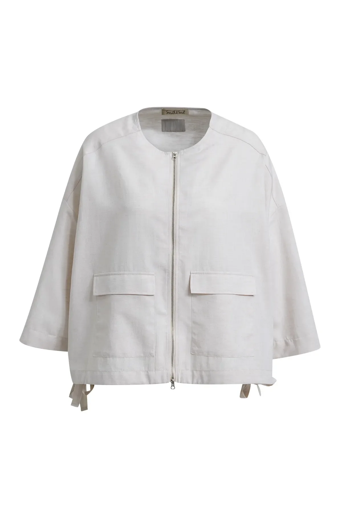 Boxy-Jacke Kragenlos