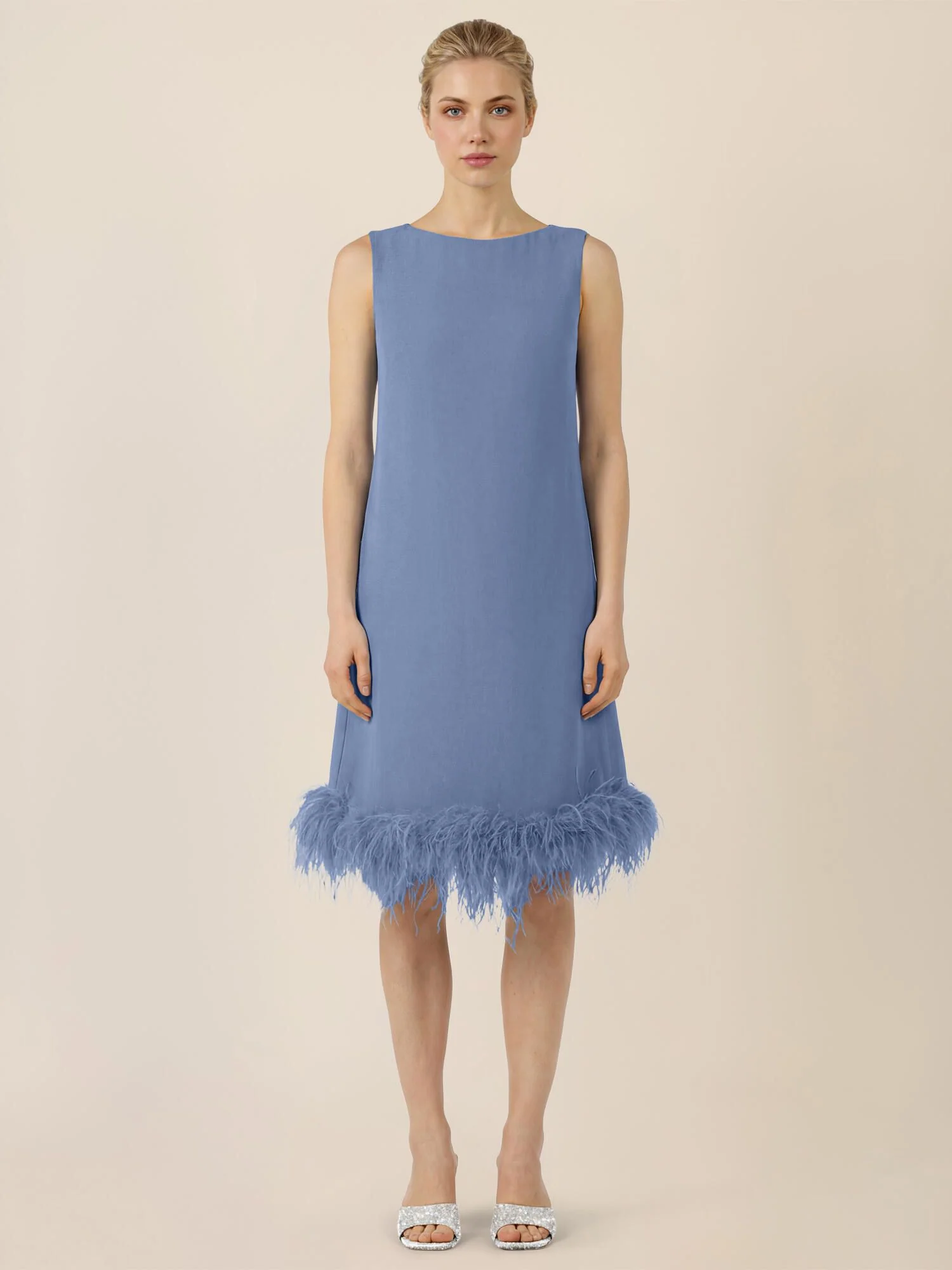 Cocktailkleid Midi mit Federn - Image 2