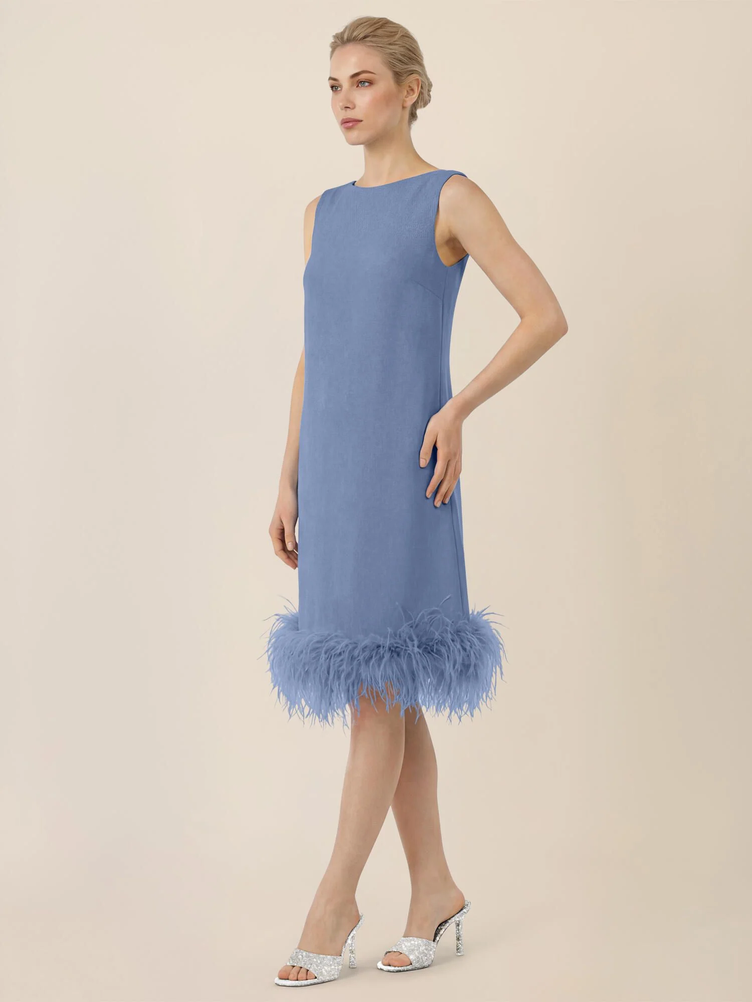 Cocktailkleid Midi mit Federn - Image 3