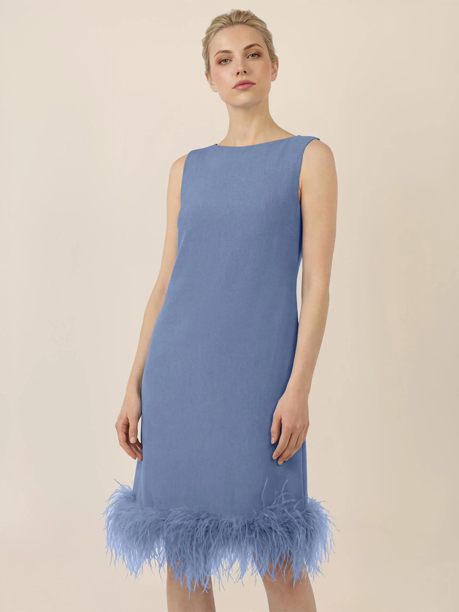 Cocktailkleid Midi mit Federn - Image 5