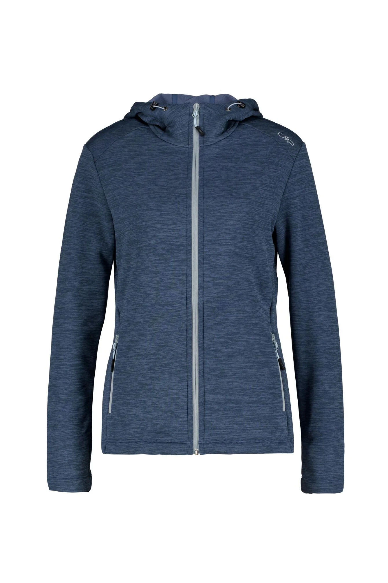 Fleecejacke meliert mit Kapuze