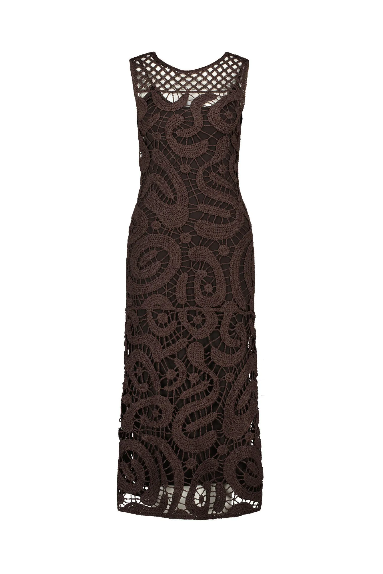 Freizeitkleid Midi mit geometrischer Häkelarbeit