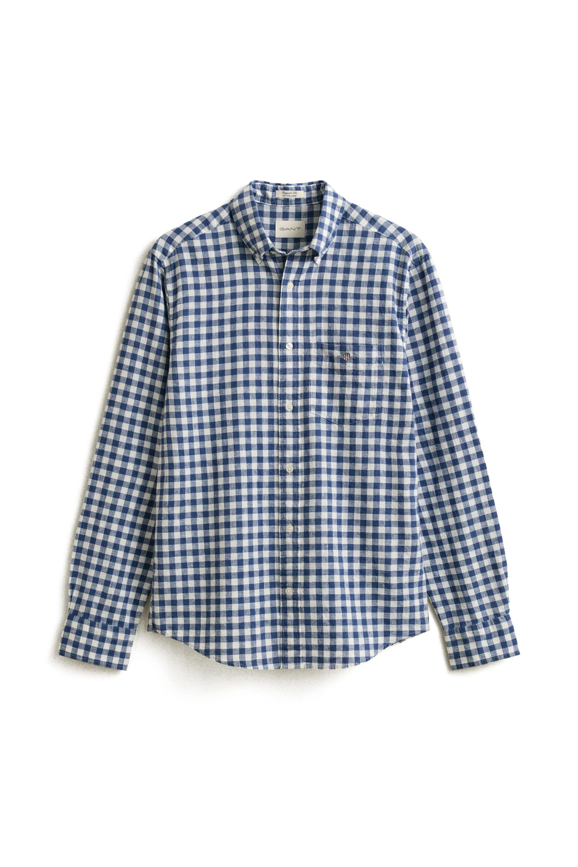 Gingham-Hemd Regular Fit aus Leinenmix