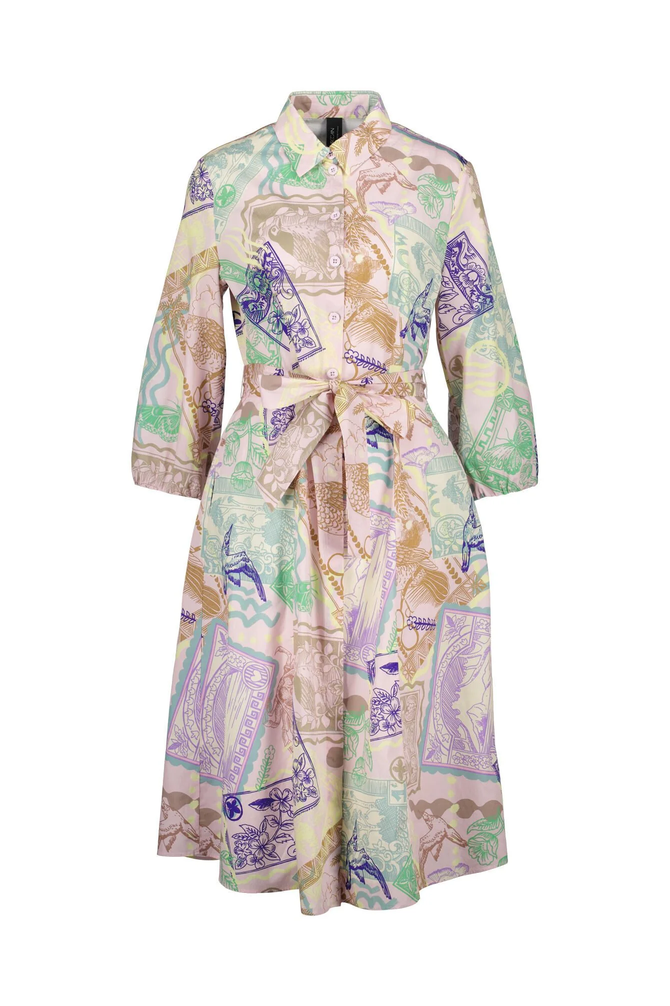 Hemdblusenkleid Midi mit Allover-Print