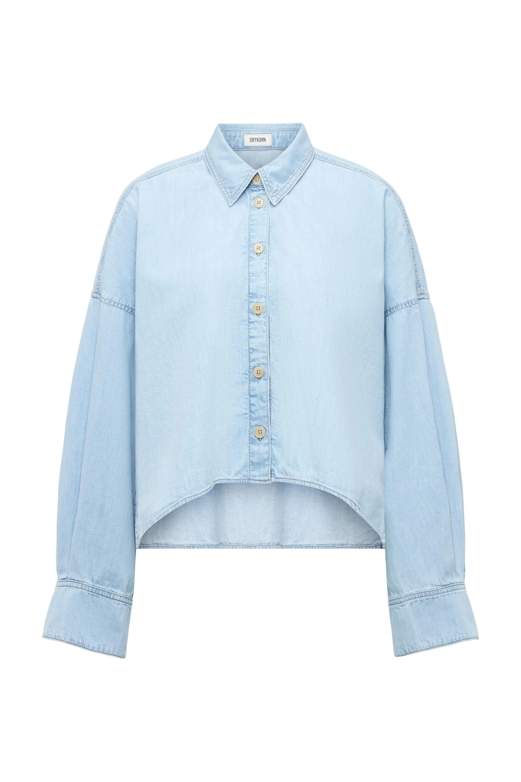 Jeansbluse Cropped Fit aus Baumwolle