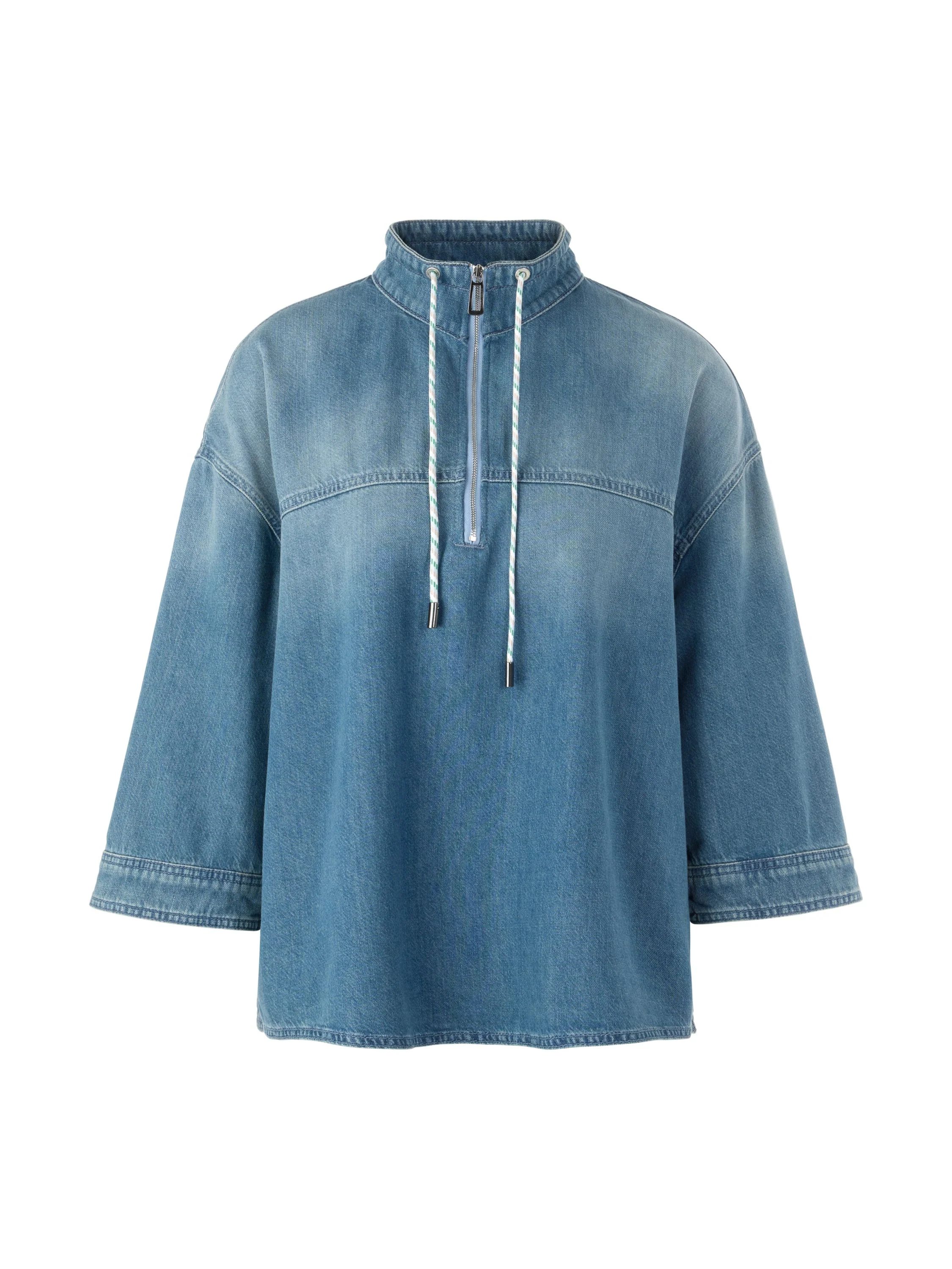 Jeansbluse mit Stehkragen