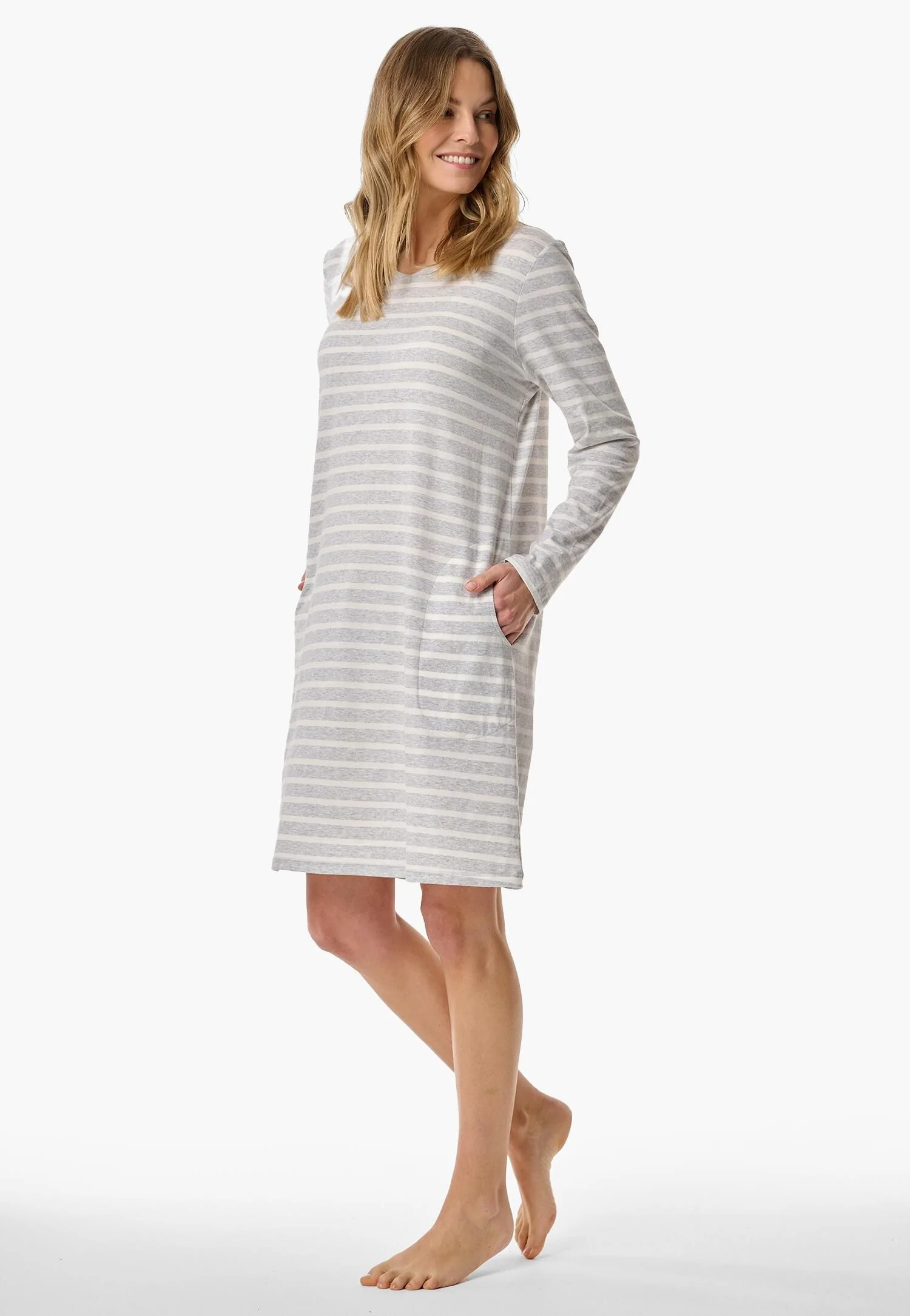Langes gestreiftes Schlafshirt - Image 2