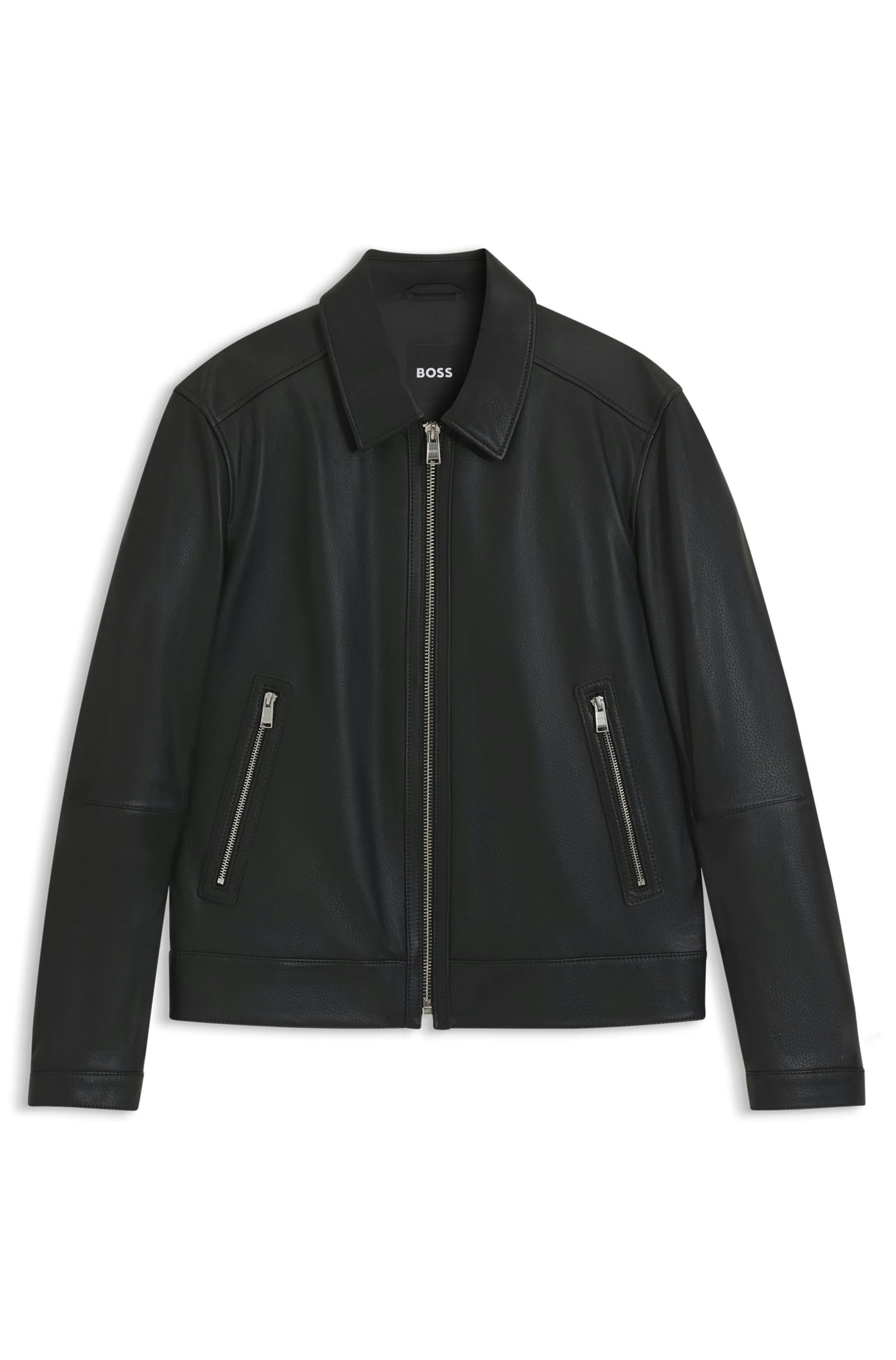 Lederjacke mit aufliegendem Kragen