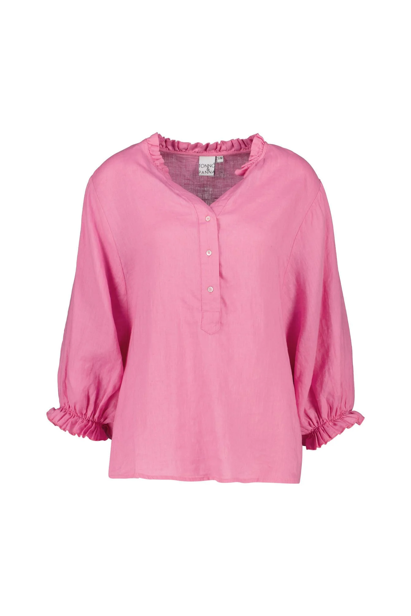 Leinenbluse mit Ballonärmeln