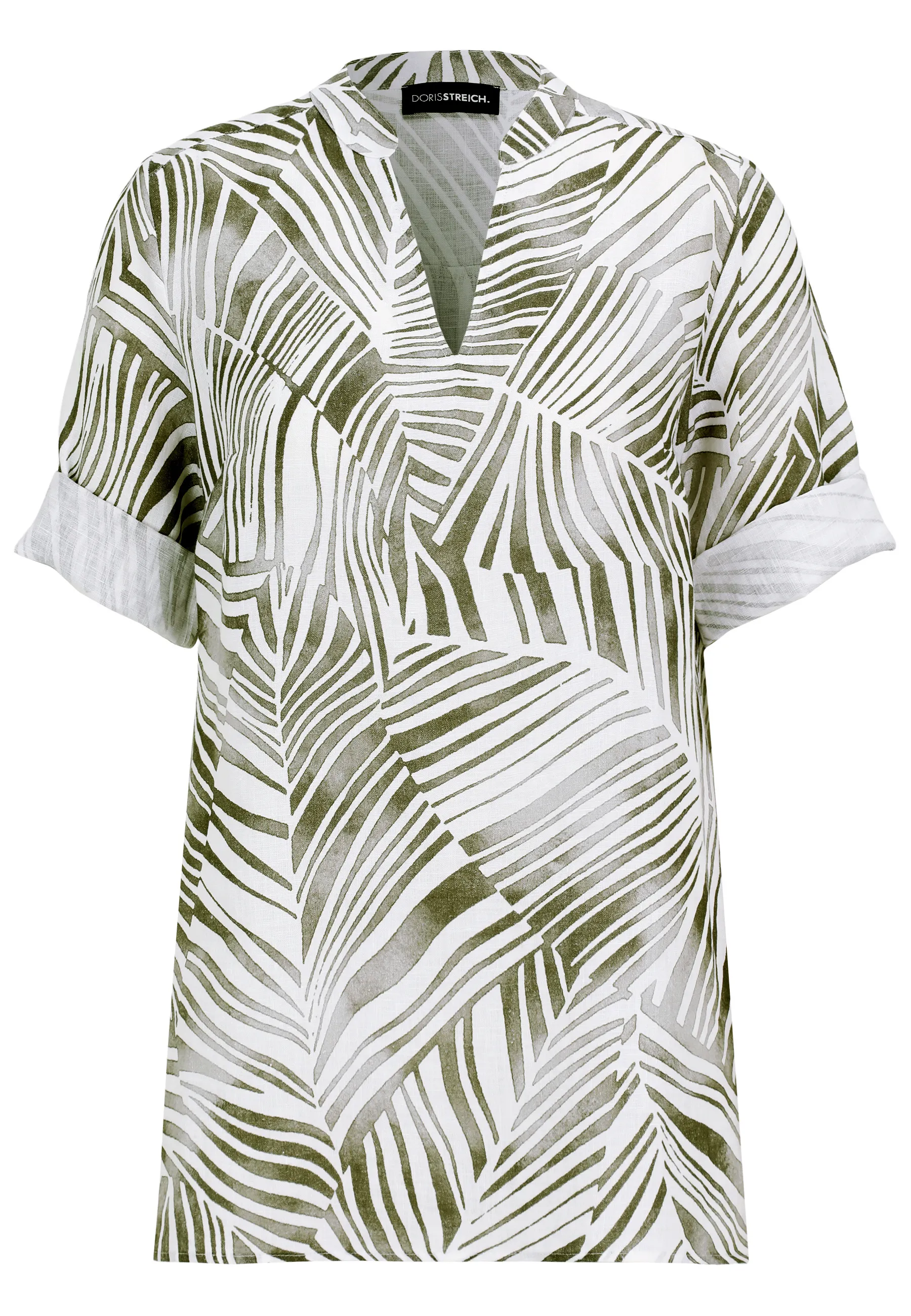 Leinenbluse mit Grafik-Print