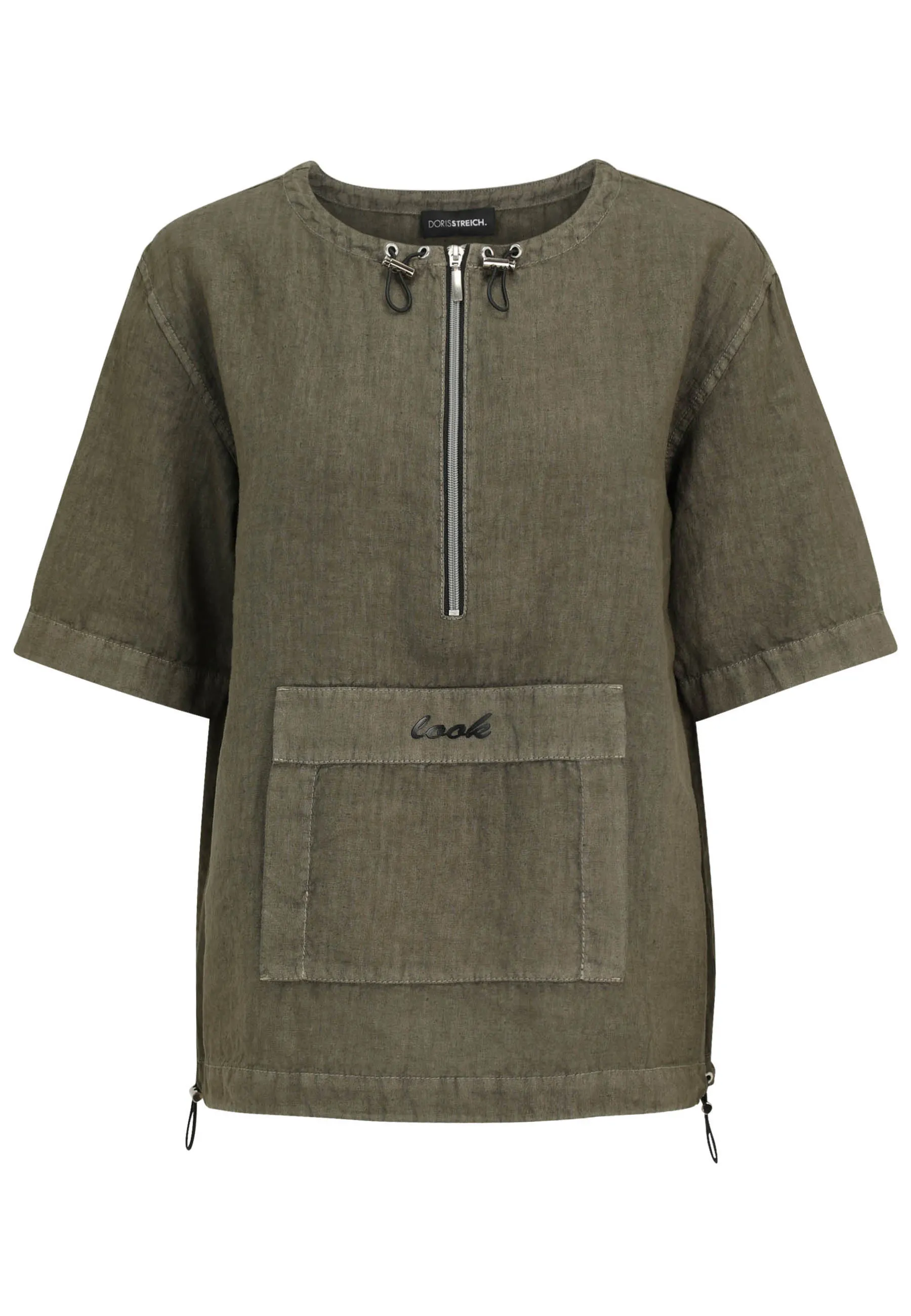 Leinenbluse mit Rundhalsausschnitt