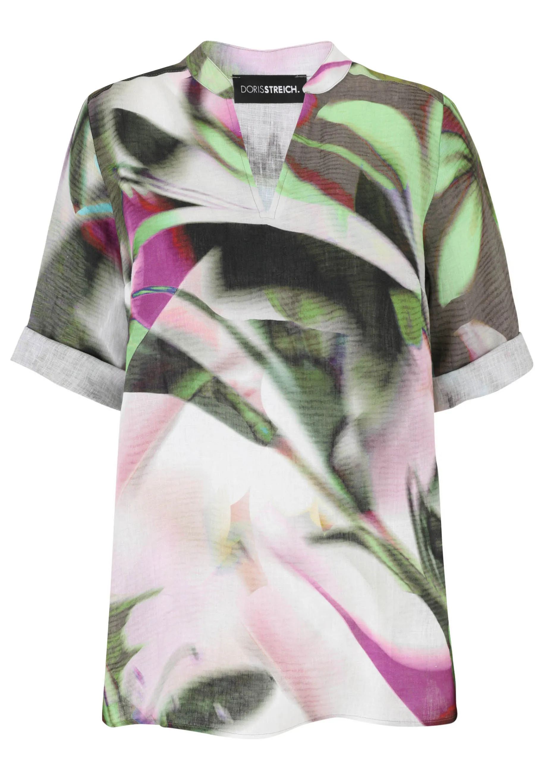 Leinenbluse mit V-Ausschnitt