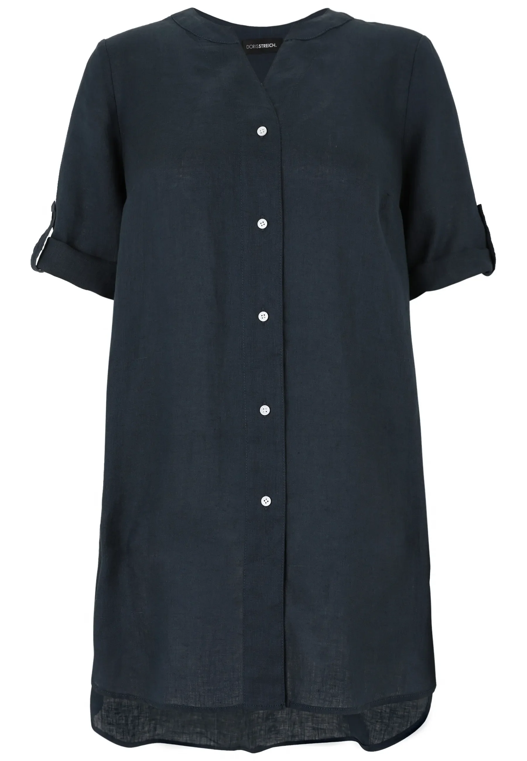 Leinenbluse mit V-Ausschnitt
