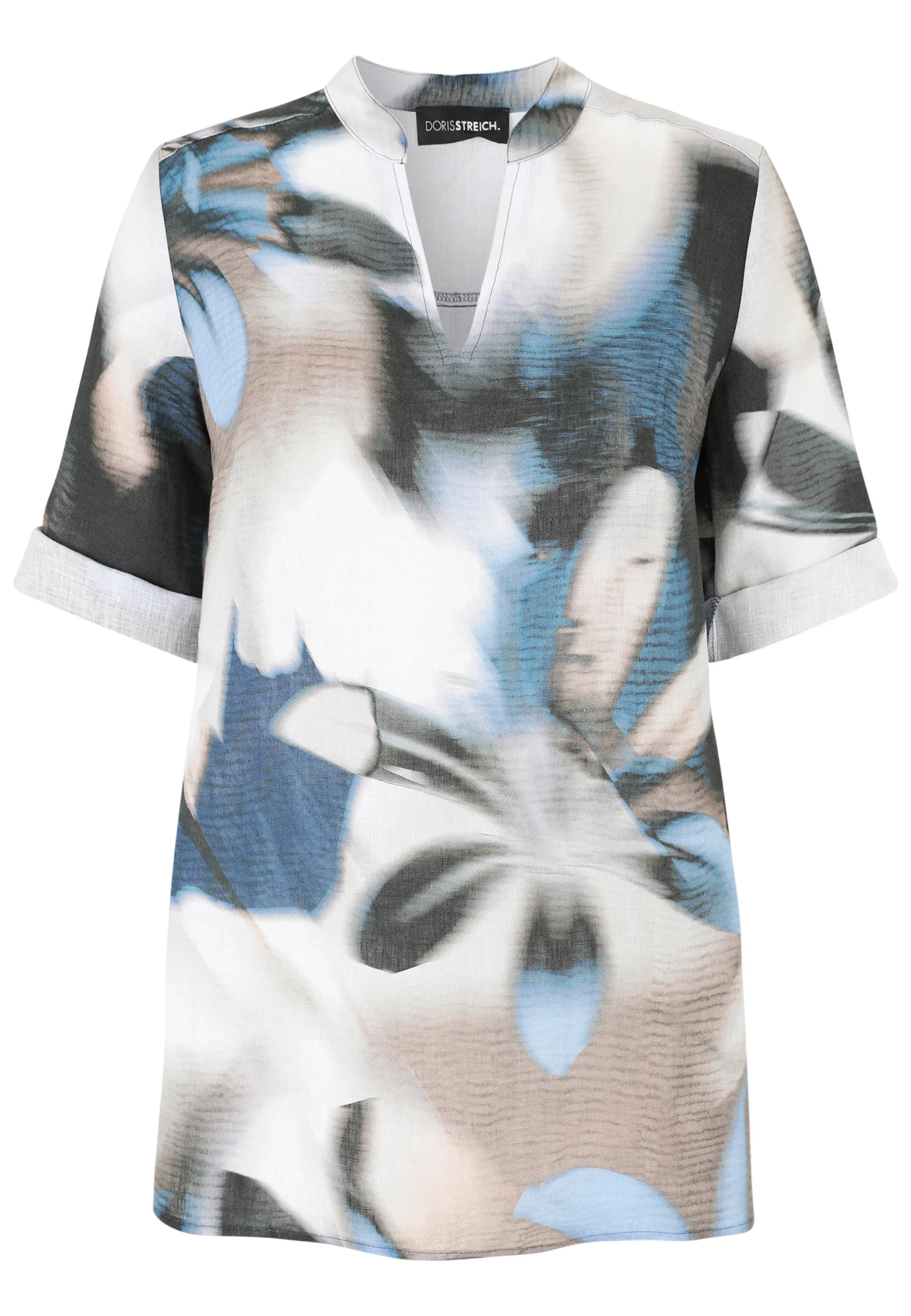 Leinenbluse mit V-Ausschnitt