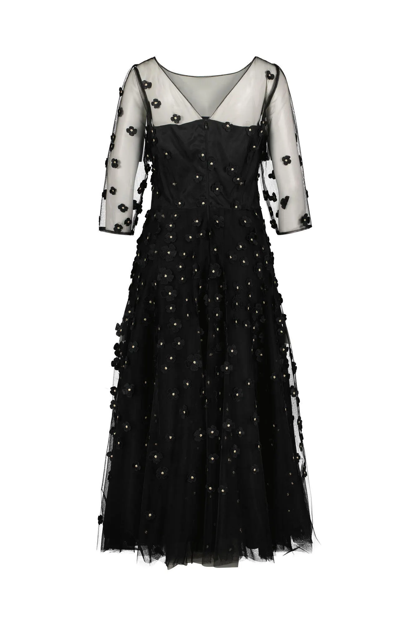 Mesh-Kleid ausgestellt mit Blumen-Stickerei - Image 2