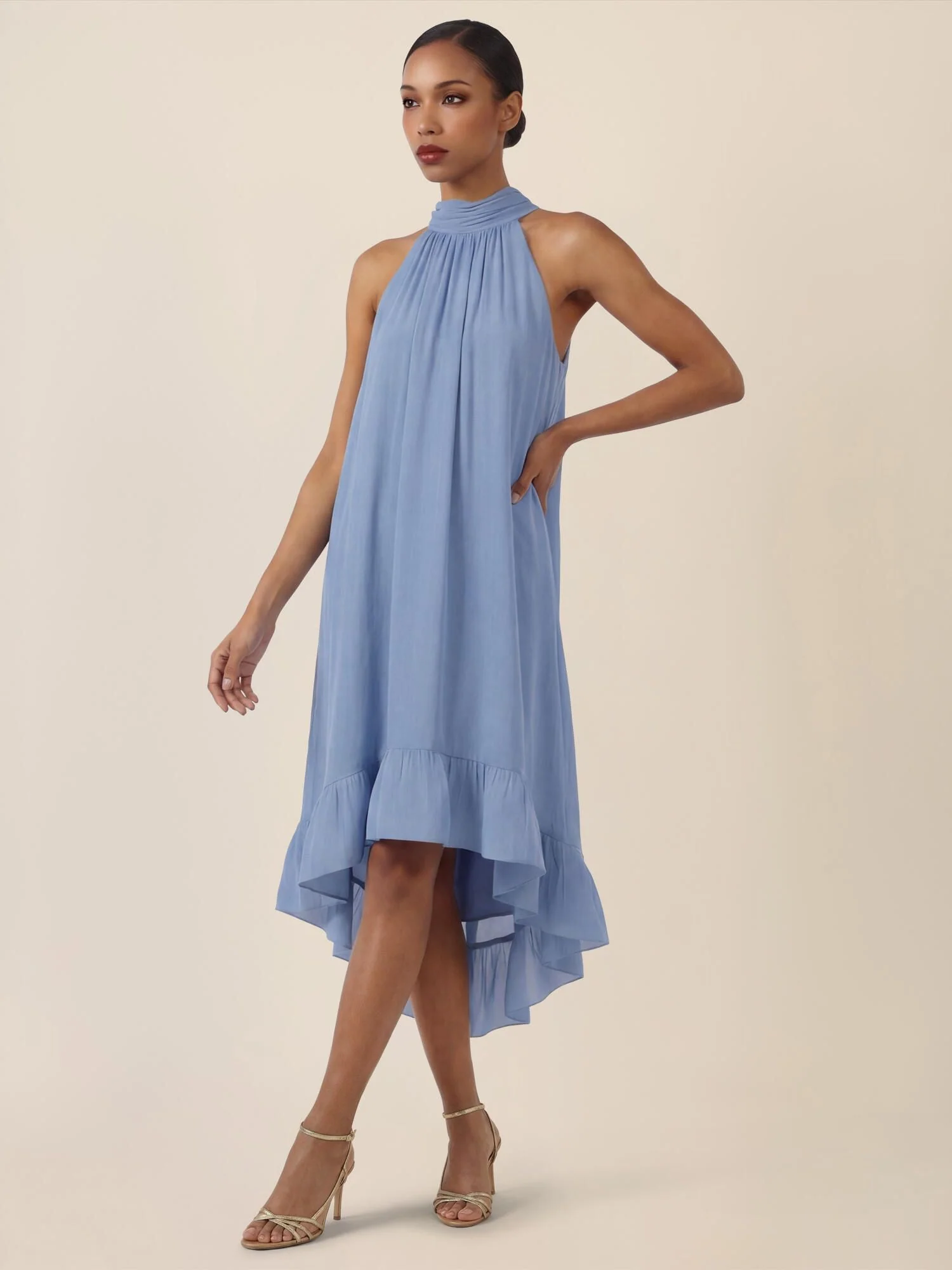 Neckholderkleid Midi mit Volantsaum - Image 3