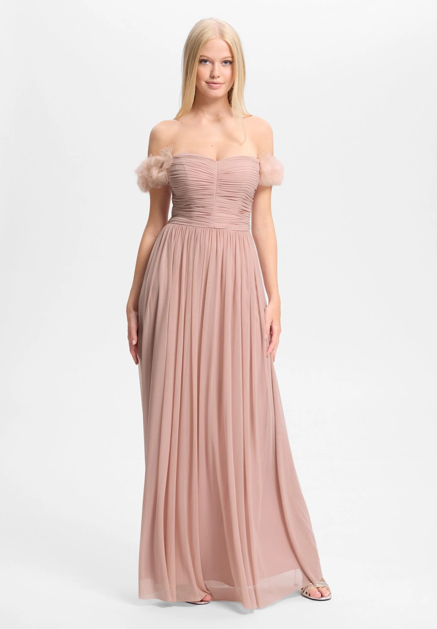 Off-Shoulder Abendkleid mit Blumenapplikation - Image 5