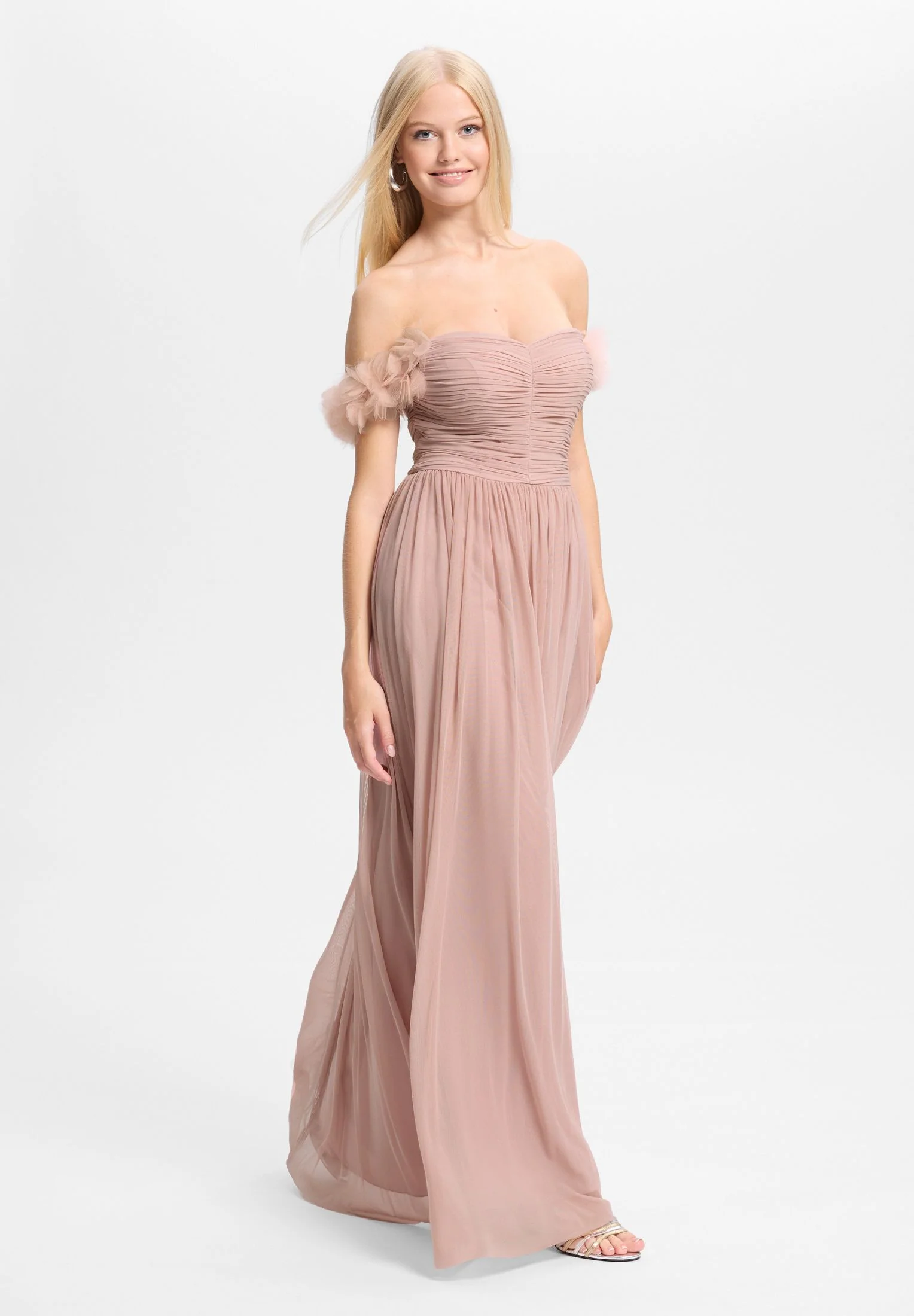 Off-Shoulder Abendkleid mit Blumenapplikation - Image 8