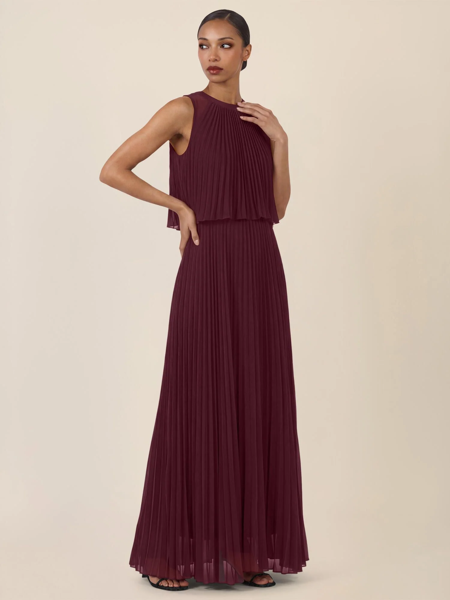 Plisseekleid Maxi aus Chiffon - Image 3