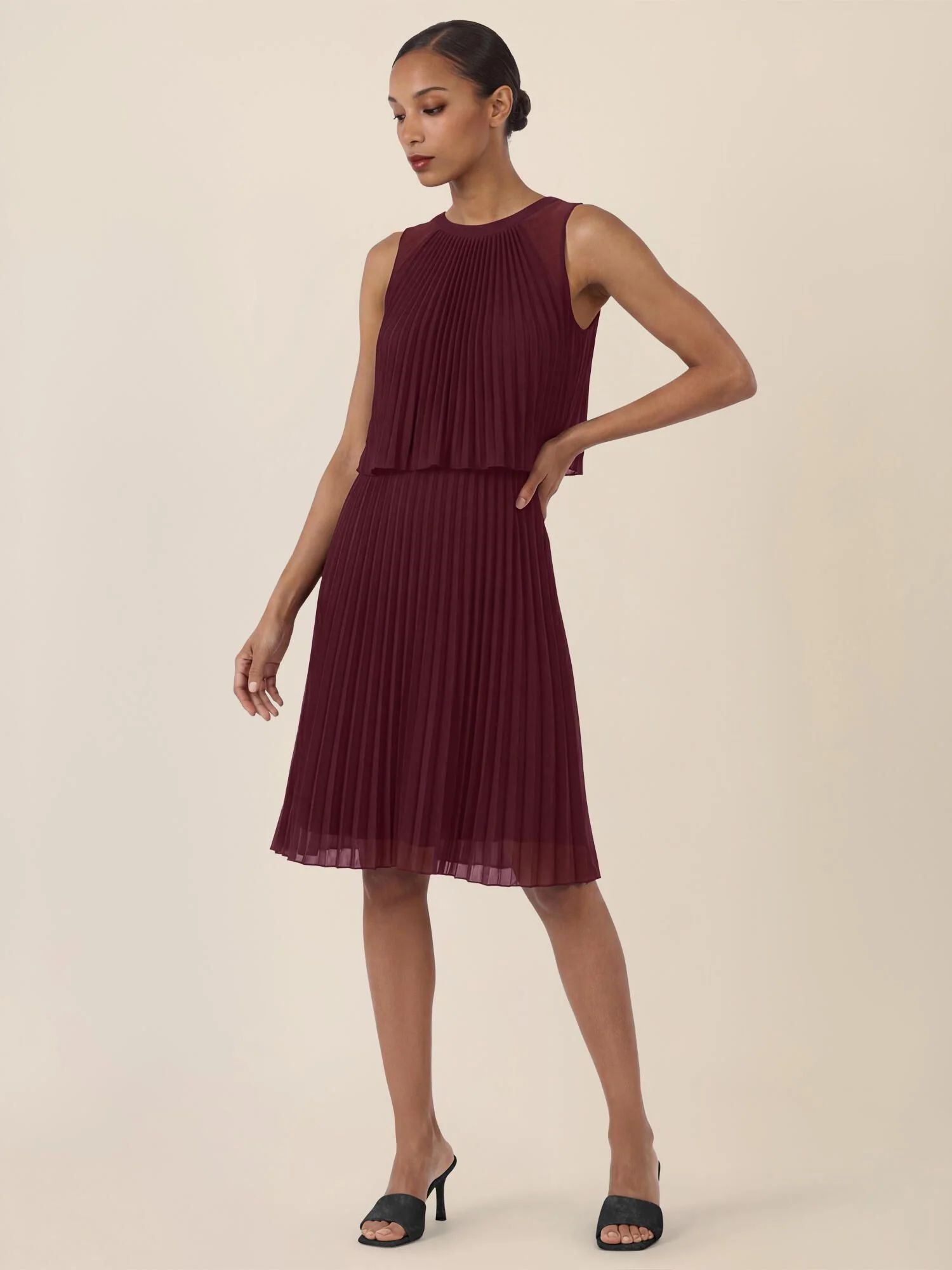 Plisseekleid Midi aus Chiffon - Image 4