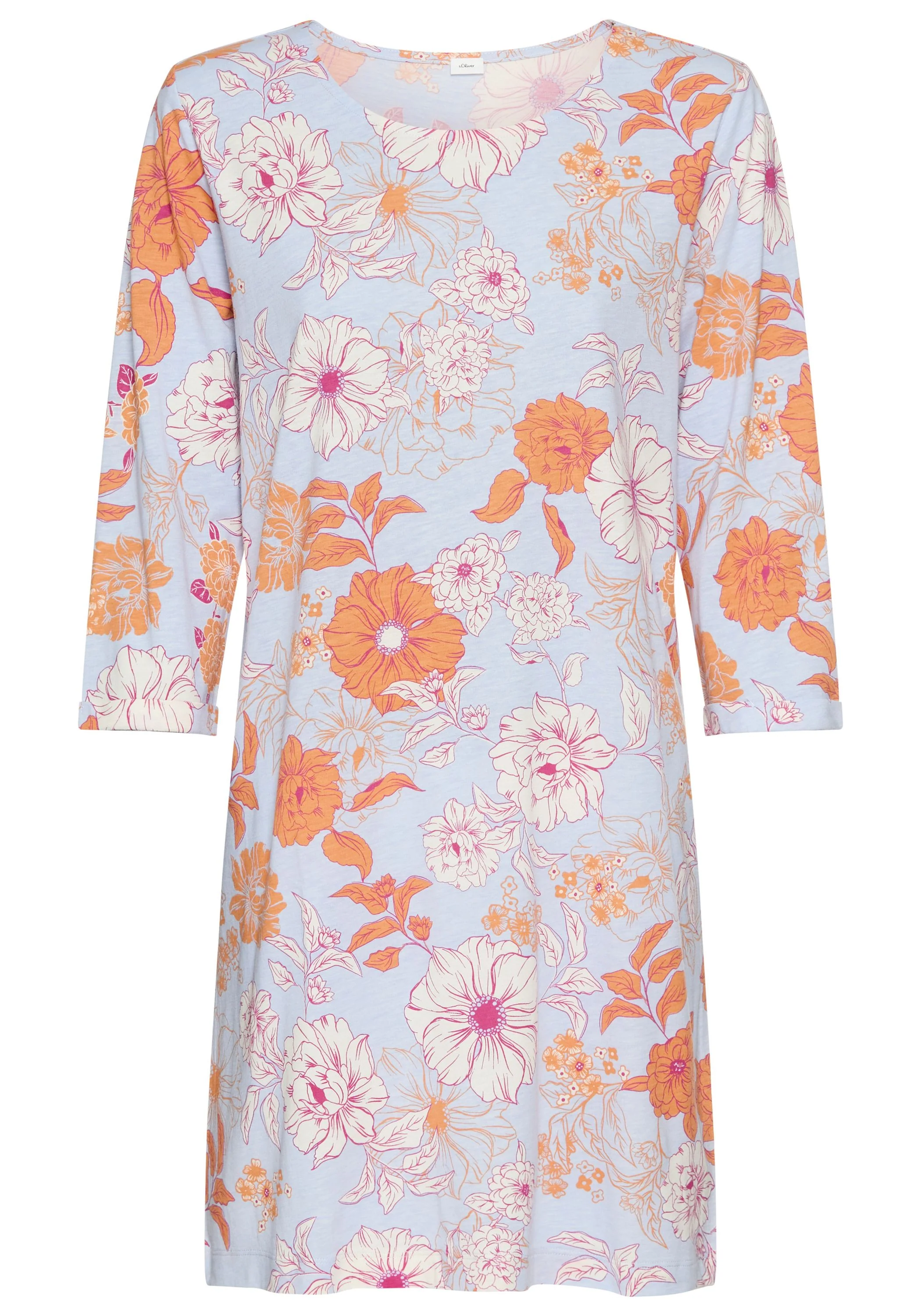Schlafshirt floral aus Baumwollmix
