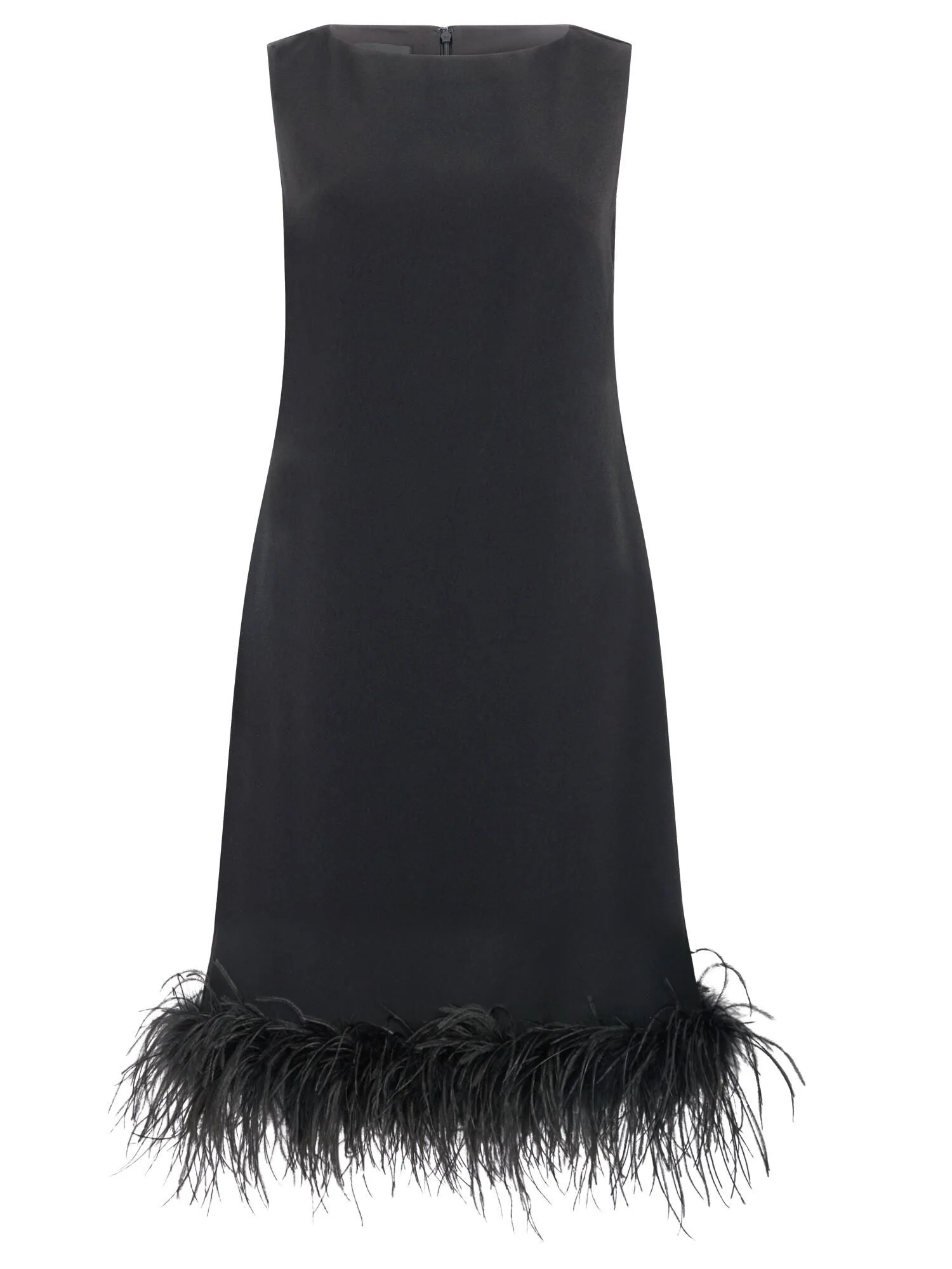 Shiftkleid Midi mit Federsaum