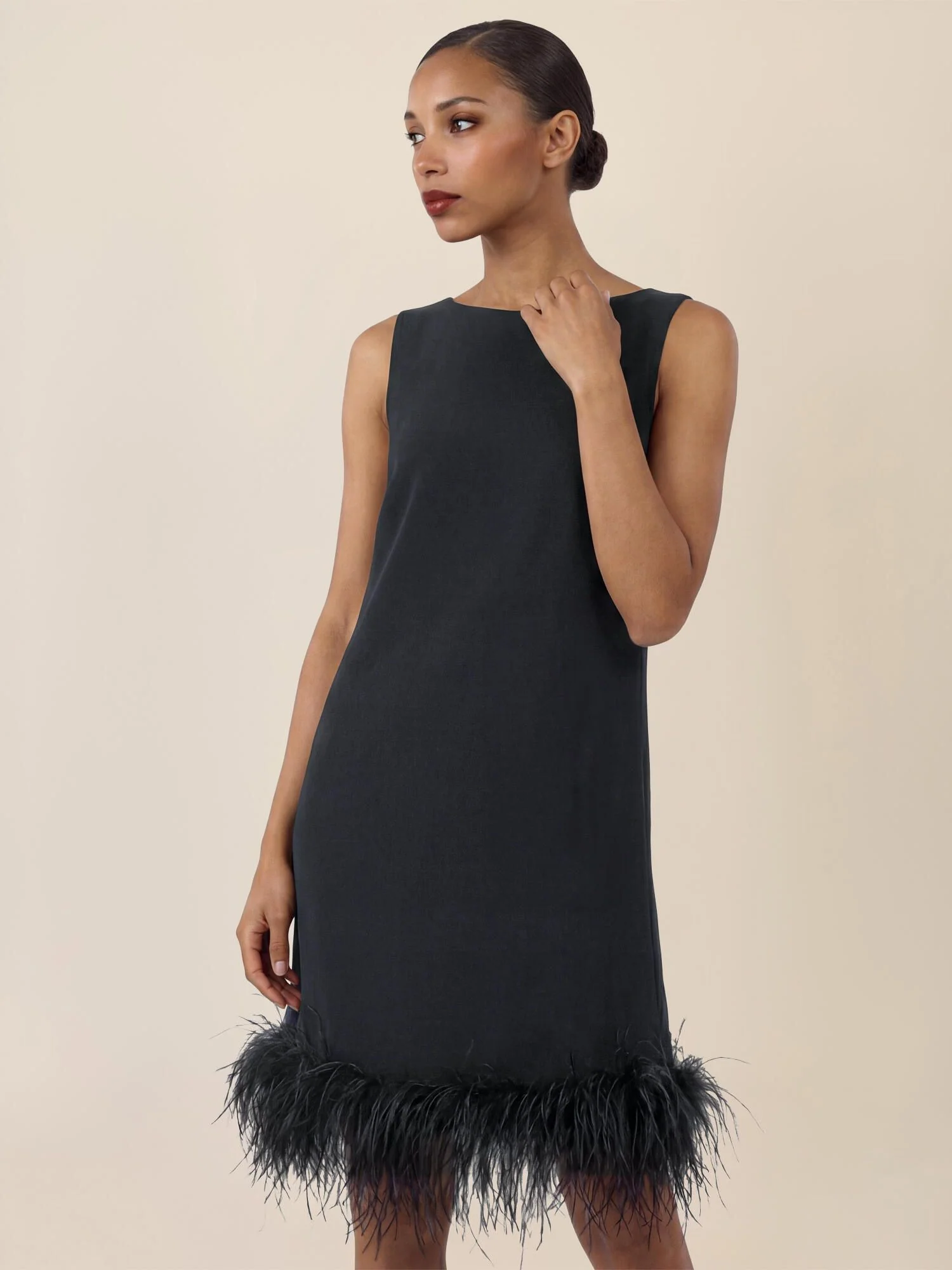 Shiftkleid Midi mit Federsaum - Image 2