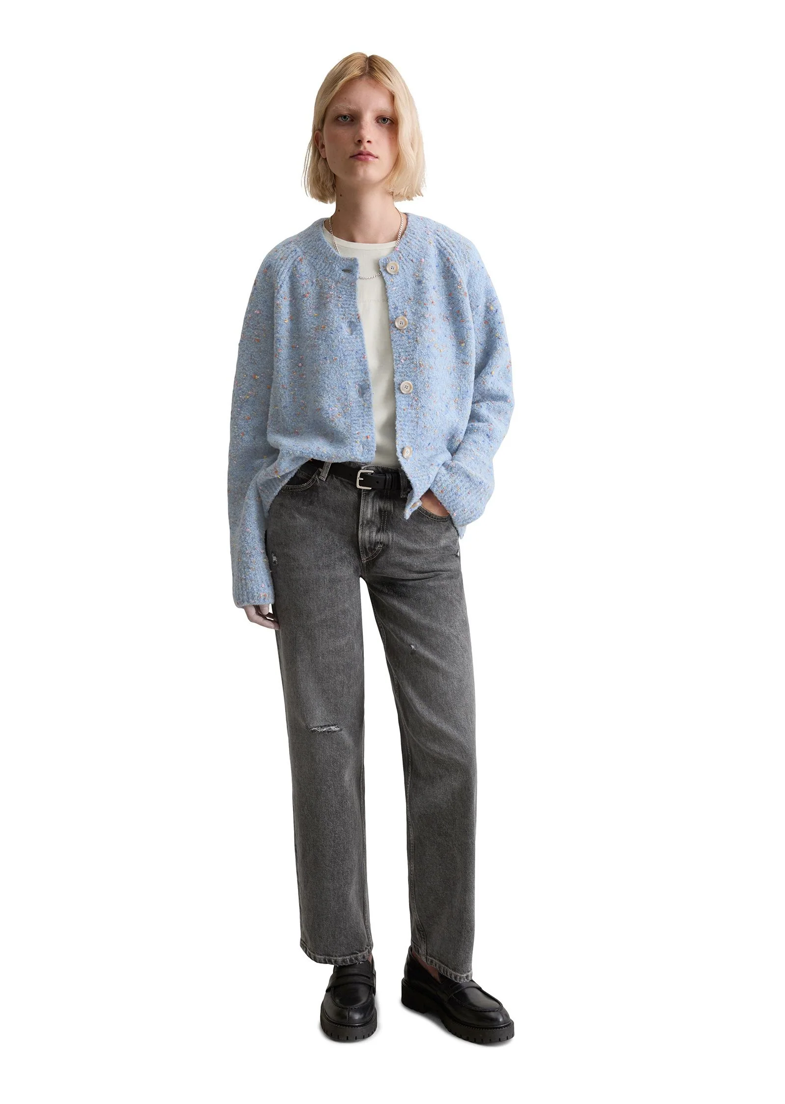 Stick-Cardigan aus Wollmix - Image 4