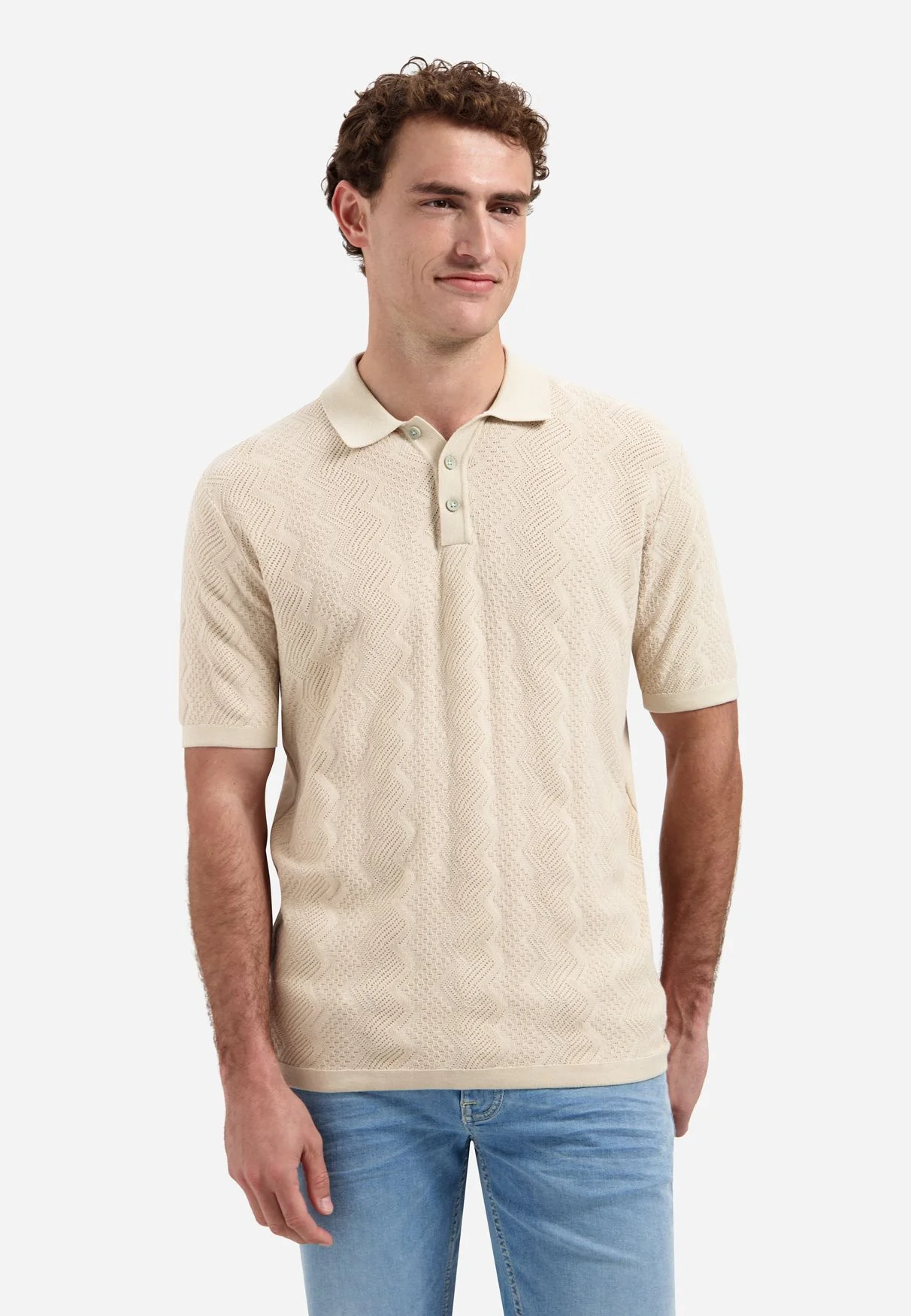 Strick-Poloshirt aus Baumwollmix