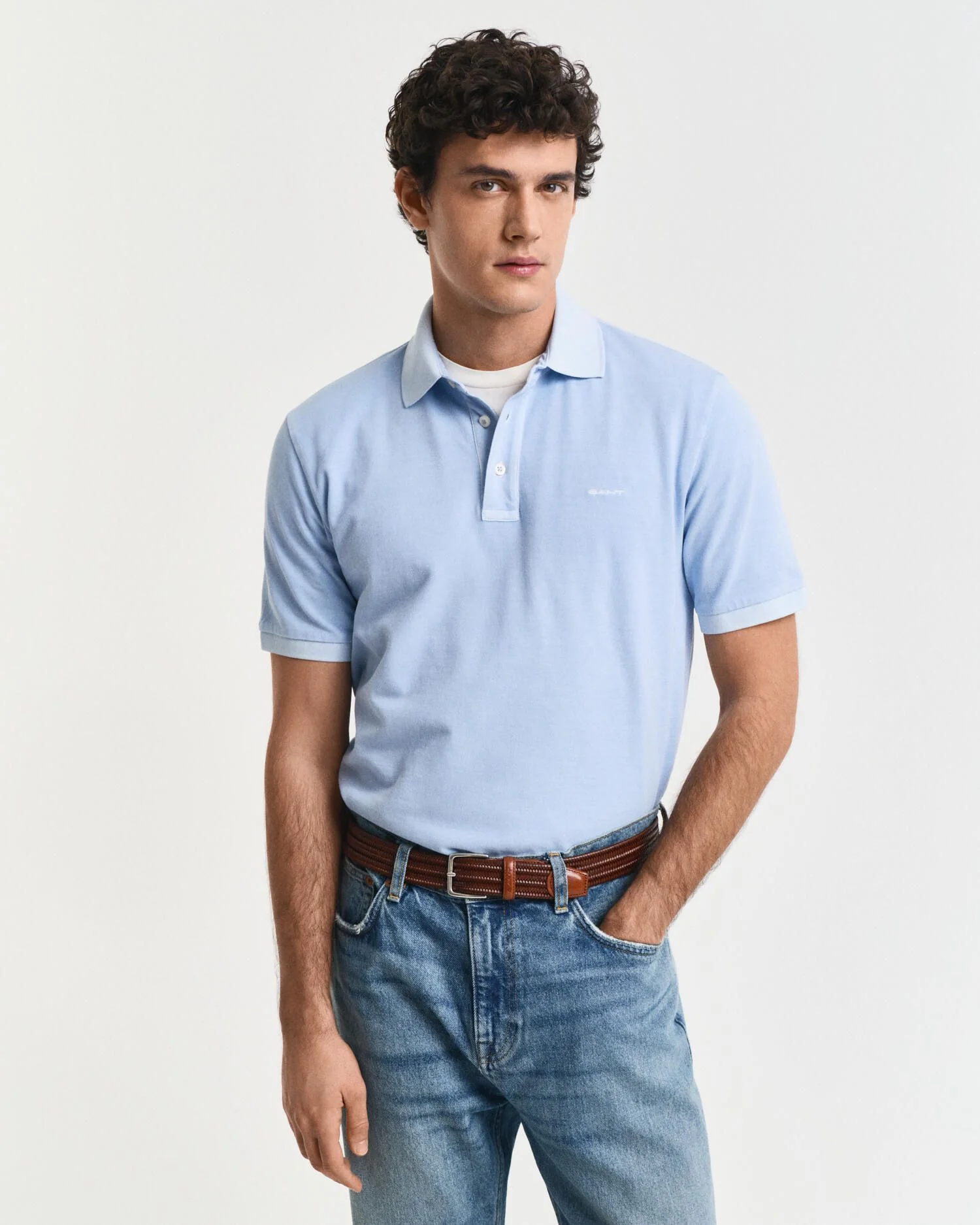 SUNFADED SS POLO, FRESH BLUE - Image 4