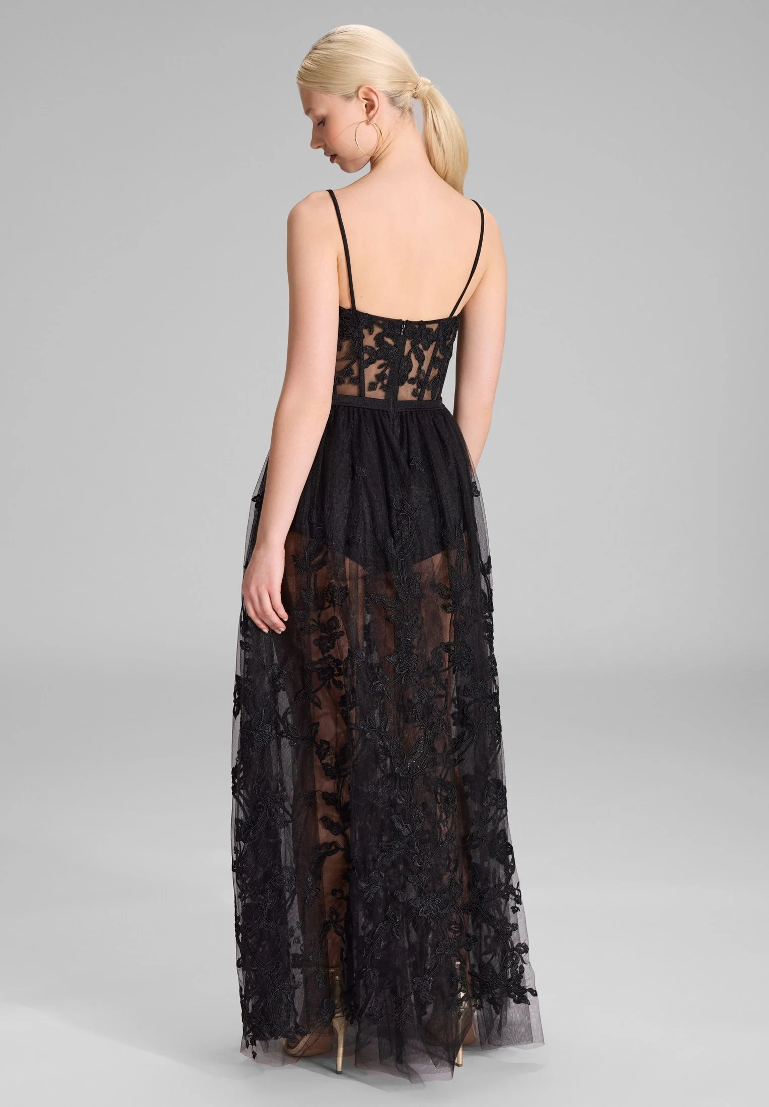 Tüllkleid Maxi mit semitransparentem Rock - Image 3