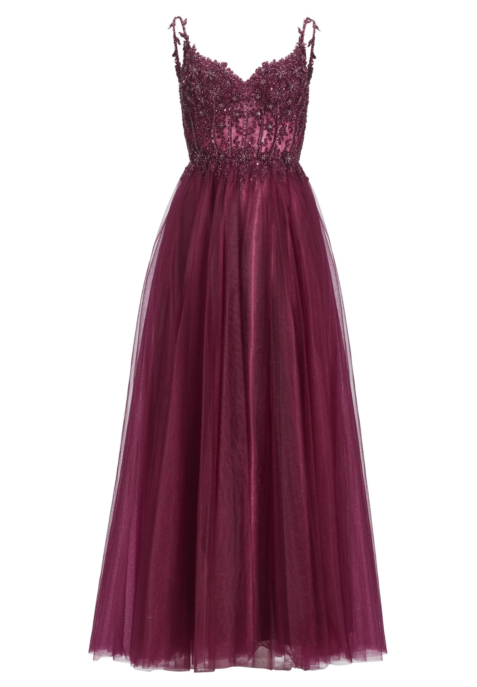Tüllkleid Maxi mit Stickerei